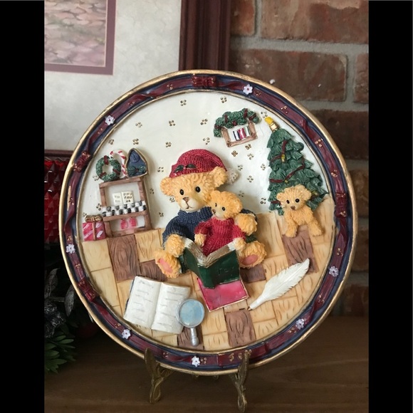 Rare VTG 1970’s Hand Painted 3D Teddy Bear Plate - Picture 2 of 12
